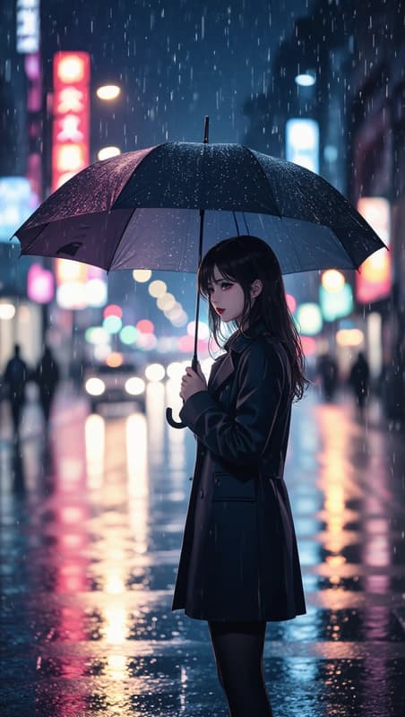Rainy night portrait