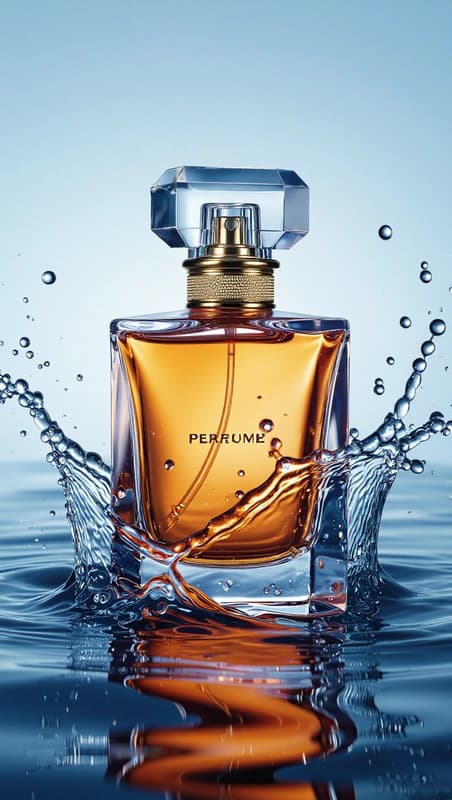 Perfume bottle splash photo