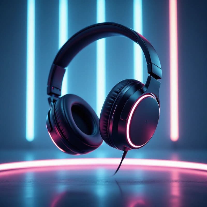 High-end headphones floating in mid-air